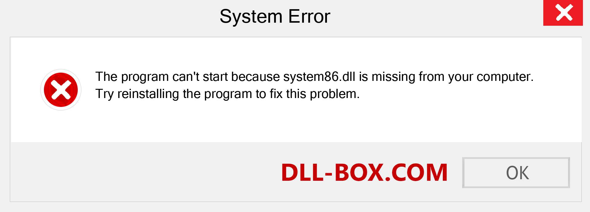  system86.dll file is missing?. Download for Windows 7, 8, 10 - Fix  system86 dll Missing Error on Windows, photos, images
